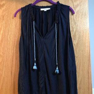 LAST WEEK- Loft Flowy Navy Tank with Tassels